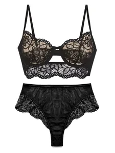 Fransk blonde-bh-sæt med blød bøjle-push-up til lille buste Letvægtskomfort anti-slappende lingeri AU-størrelser MOYISU-Sexy AB