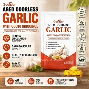 Googeer Aged Odorless Garlic Softgels พร้อม CoQ10 Ubiquinol วิตามิน K2 (MK-7) เพื่อการไหลเวียนโลหิตและรองรับคอเลสเตอรอล 60 ซอฟท์เจล