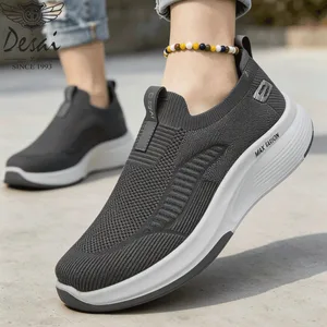 Męskie, szerokie, dzianinowe, wsuwane tenisówki Desai Max Cushion Walking Shoes Lekkie, oddychające