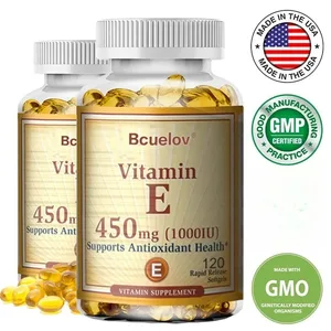 Bcuelov Vitamin E 1000 IE 450mg - til hudhår cirkulationssundhed immunsystemstøtte - antioxidanttilskud