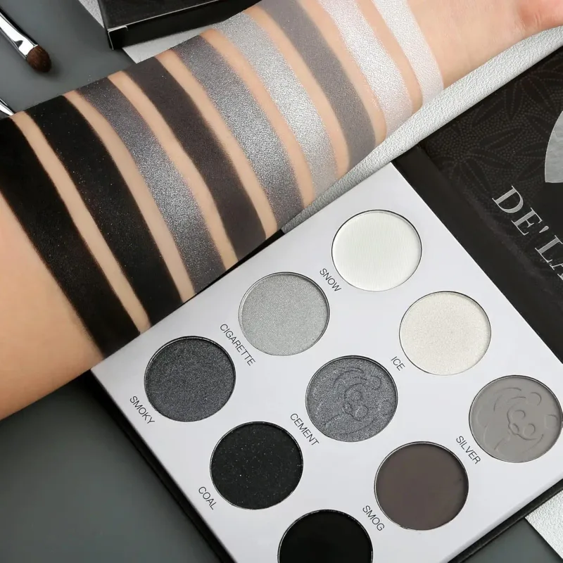 Paleta de sombras com 9 cores, pó fosco, brilhante, gótico, esfumaçado, punk, misturável, cores altas, flash fino, maquiagem duradoura para os olhos