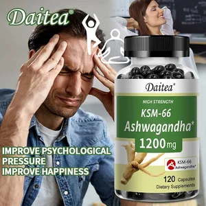 KSM-66 Ashwagandha Capsules 1200MG - Soulagement de l'anxiété Réduction du stress Amélioration du sommeil Supplément de soutien de l'humeur