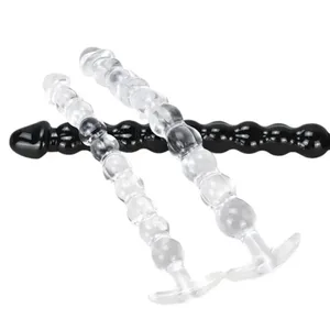Godemiché en verre de 40cm, pénis artificiel, perle anale en cristal, Plug Anal, Massage de la Prostate, jouet sexuel pour femme adulte