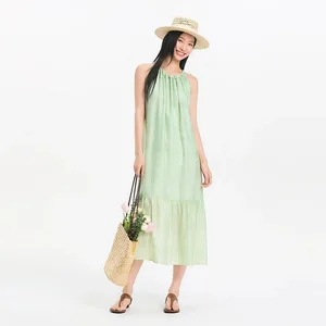 Semir vestido de mujer con lazo texturizado cuello Halter vacaciones una línea Maxi 2026 verano romántico fresco elegante suave cómodo vacaciones Top