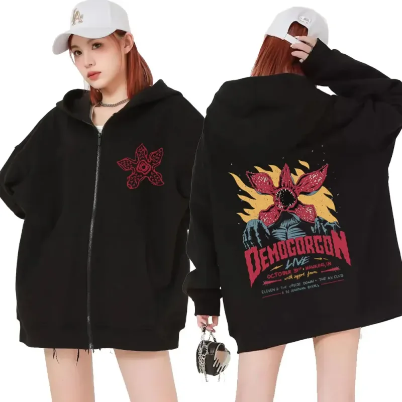 Eddie Munson The Demogorgon Zipper Hoodie Männer Frauen Cannibal Flower Monster Print Strickjacke Mit Kapuze Sweatshirt Harajuku Streetwear