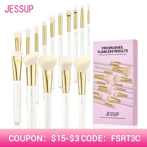 Jessup Makeup Brushes sett 15stk White Makeup Brush Foundation Contour Concealer Premium Synthetic Eyeshadow Cosmetic Tools T518