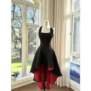 France Elegant Black Patchwork Long Strap Dress Sleeveless Party Style Women Gentle Y2k Vintage Bodycon Spring Summer 2026