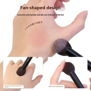 【B】1Pcs Small Fan Shape Blusher Brush Powder Blush Cream Liquid Blush Makeup Brushes Precise Blush Brush Makeup Tools