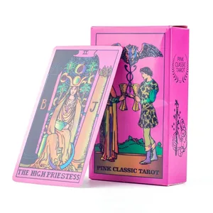 10.3*6ซม.สีชมพูนีออนสไตล์Tarot Deck 78ชิ้น-Classic Rider-Waite Smith Vibrant Trippyการ์ด