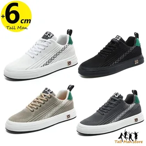 Lift Sneakers Men Booster Shoes Elevator Man Height Increase Insole 6cm Leisure Sports Plus Size 37-46