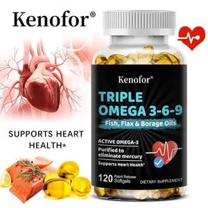 Triple Omega 3-6-9 - Minyak Ikan Minyak Rami dan Minyak Borage - Mendukung Kesehatan Jantung Otak dan Sendi