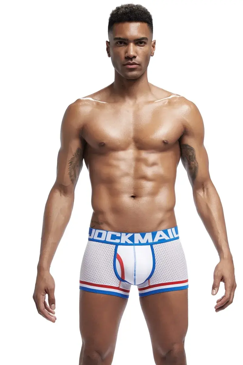 Jockmail 男士平角網狀內衣透氣舒適柔軟舒適運動短褲成人男士內褲服裝內衣