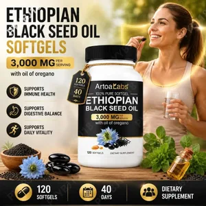 எத்தியோப்பியன் பிளாக் சீட் ஆயில் 3000mg Softgels with Oregano எண்ணெய் நோயெதிர்ப்பு ஆரோக்கியம் செரிமான சமநிலை மற்றும் தினசரி உயிர்ச்சக்தியை ஆதரிக்கிறது 120 எண்ணிக்கை