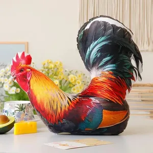 சேவல் ப்ளஷ் த்ரோ தலையணை லைஃப்லைக் 3D பிரிண்ட் மென்மையான பஞ்சுபோன்ற வசதியான குஷன் அலுவலக நாற்காலி அலங்காரத்திற்கான ஓய்வு தலையணை தொழிலாளர்களுக்கு