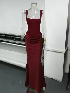 Typhaland Slim Pleated Maxi Dress untuk Wanita Tanpa Lengan Gaun Pesta Malam Terjun Seksi Musim Panas 2026 Fesyen Pakaian Wanita Padat