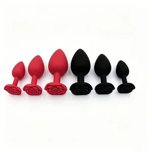 Soft Silicone Rose Flower Anal Plug Beginner To Expert 3 Sizes Butt Plug Anus Trainer Dildos Adule Sex Toys For Couple Women Men