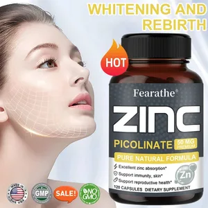 Capsules de zinc 50 mg - Supplément de soutien immunitaire antioxydant naturel pour les cheveux, les ongles et la peau unisexe