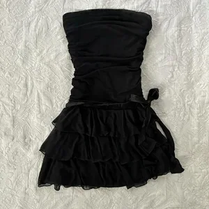 Y2k vestido feminino bonito cor sólida retro rendas streetwear harajuku estético doce arco verão nova moda casual sem alças dressr