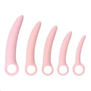 1 Set 5pcs Soft Silicone Small Ivory Pull Ring Vaginal Dilator Set Vaginismus Anal Plug toys Dilator Vagina Anal Sex Product