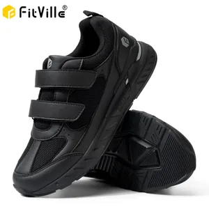 ஆண்களுக்கான FitVille நீரிழிவு ஷூஸ் கூடுதல் அகல அகலத்தை சரிசெய்யக்கூடிய மூடல் நடைபயிற்சி காலணிகள் கால் வலி நிவாரணம் வீக்கத்திற்கான ஸ்லிப்-ஆன் ஸ்னீக்கர்கள்